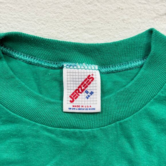 Reworked Vintage 90s Girl Scout Crop Tee Green Jerzees USA, Size Small - Picture 3 of 5